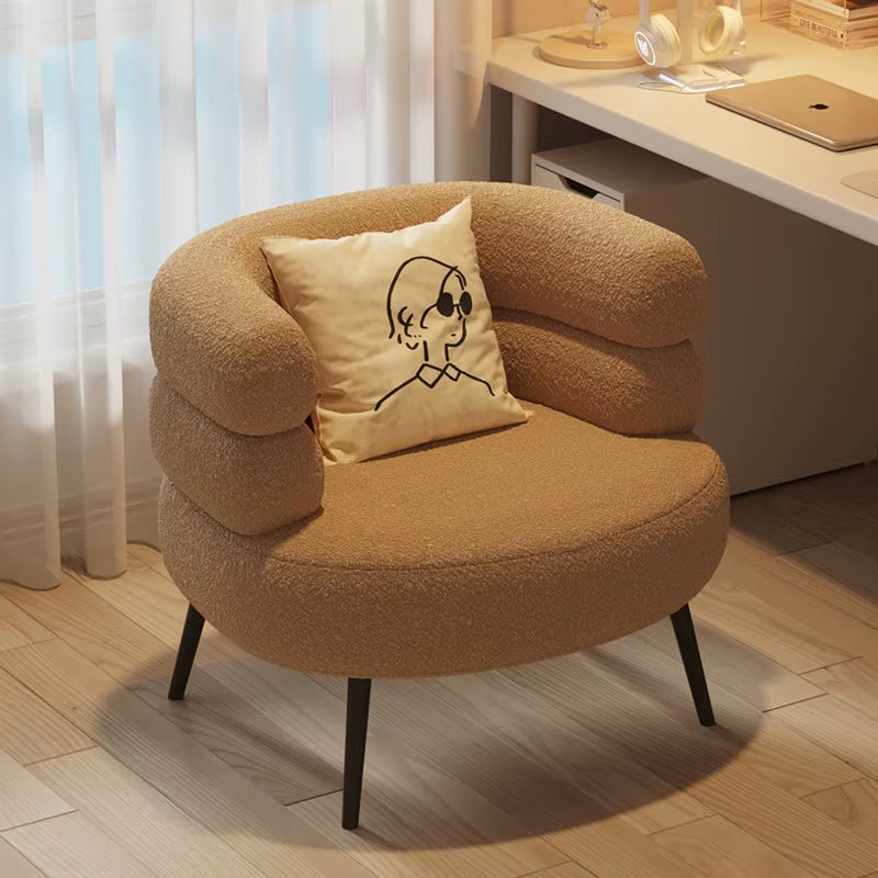 Simple Modern Lamb Fleece Single Sofa Designer Light Luxury Living Room Balcony Small Apartment White Lounge Chair