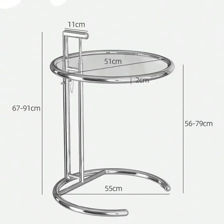 Adjustable C-Shape Glass Coffee Table Nordic Lift Design Stainless Steel Sofa Side End Table Living Room Furniture