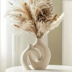 Hollow Nordic Modern Vase Set of 2 for Modern Home Decor,Plastic Imitation Ceramic Hollow Flower Vases for Living Room