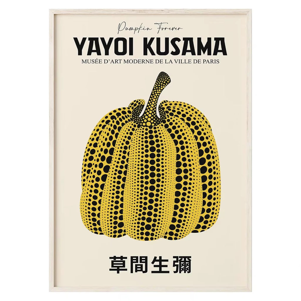 Abstract Yayoi Kusama Pumpkin Canvas Painting Japanese Artist Poster Prints Wall Art Pictures Living Room Home Decor Cuadros