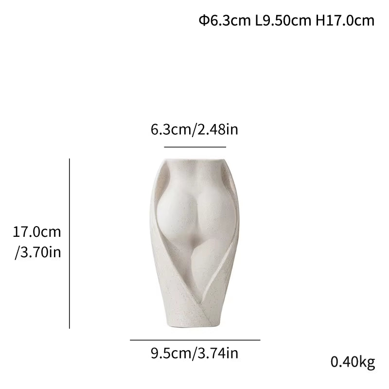 Straight Tube Vase Ceramic Products Semi Nude Flower Inserts Human Body Crafts Decorative Ornaments