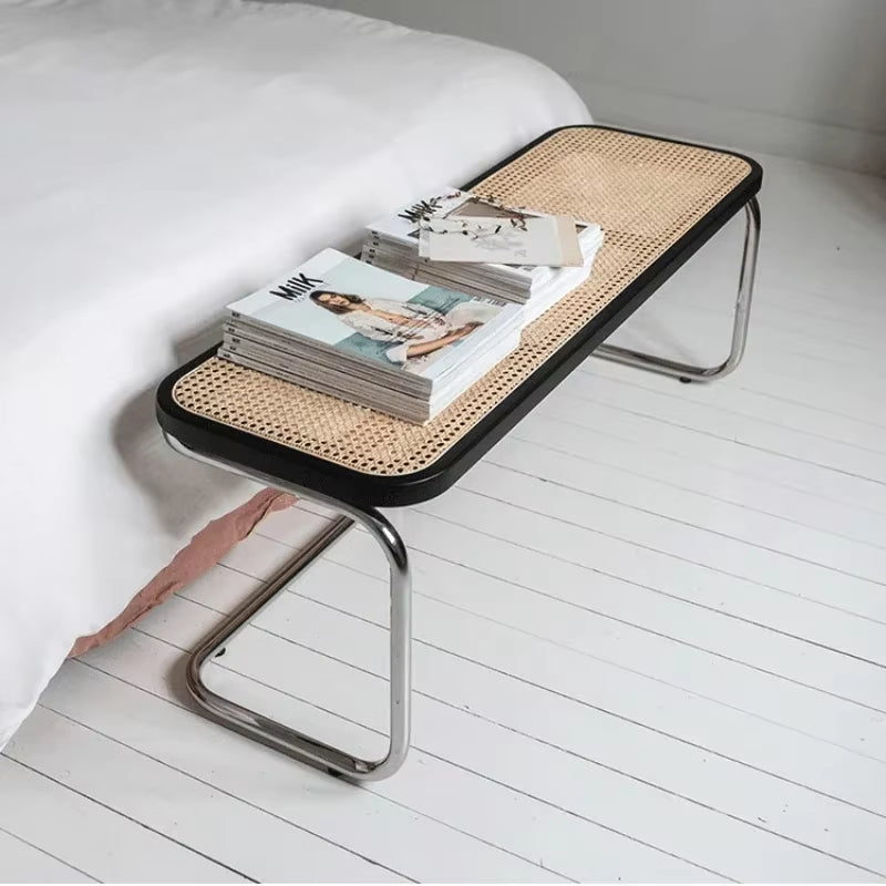 Nordic Rattan Changing Shoe Stool Bedroom Homestay Bed Tail Stool Porch Creative Shoe Bench Versatile Scenes Home Furniture