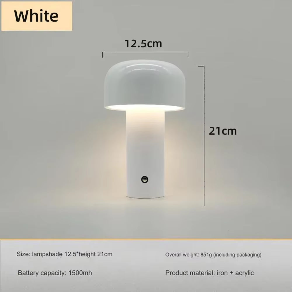 Italian Mushroom Table Lamp Portable Wireless Touch Rechargeable Night Lamp USB Desk Lamp Desktop Decoration Bedroom Night Light