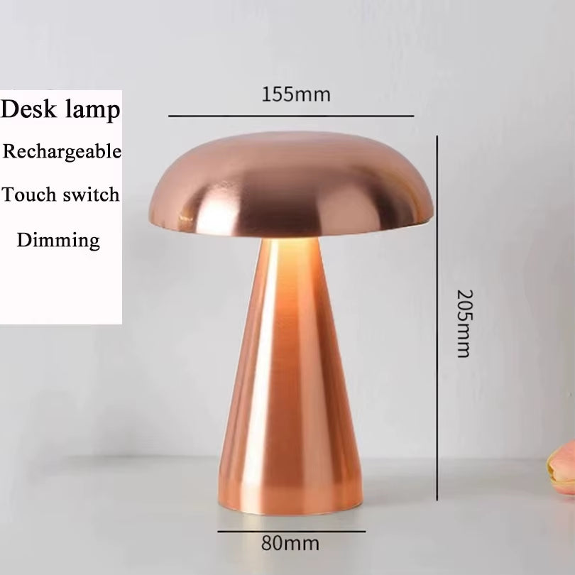 LED Table Lamp Retro Mushroom Touch Sensor Bedside Lamp Rechargeable Reading Lights for Bedroom Restaurant Bar Decor Lighting