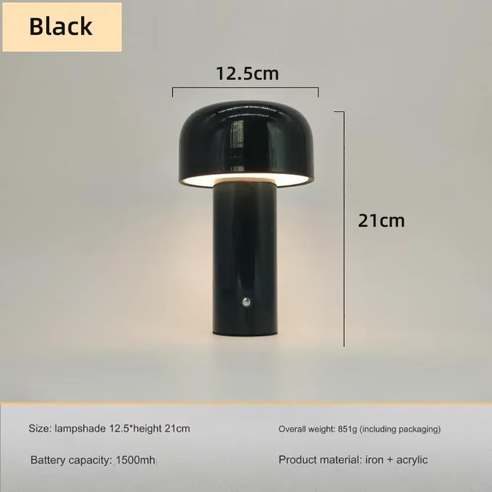 Italian Mushroom Table Lamp Portable Wireless Touch Rechargeable Night Lamp USB Desk Lamp Desktop Decoration Bedroom Night Light