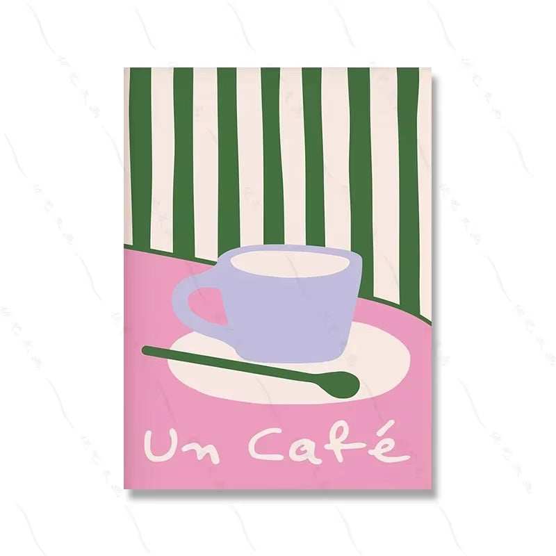 Pasta Club Color Food Art Poster Canvas Wall Print French Fries Kitchen Decor Unframed for Living Room Cafe Home