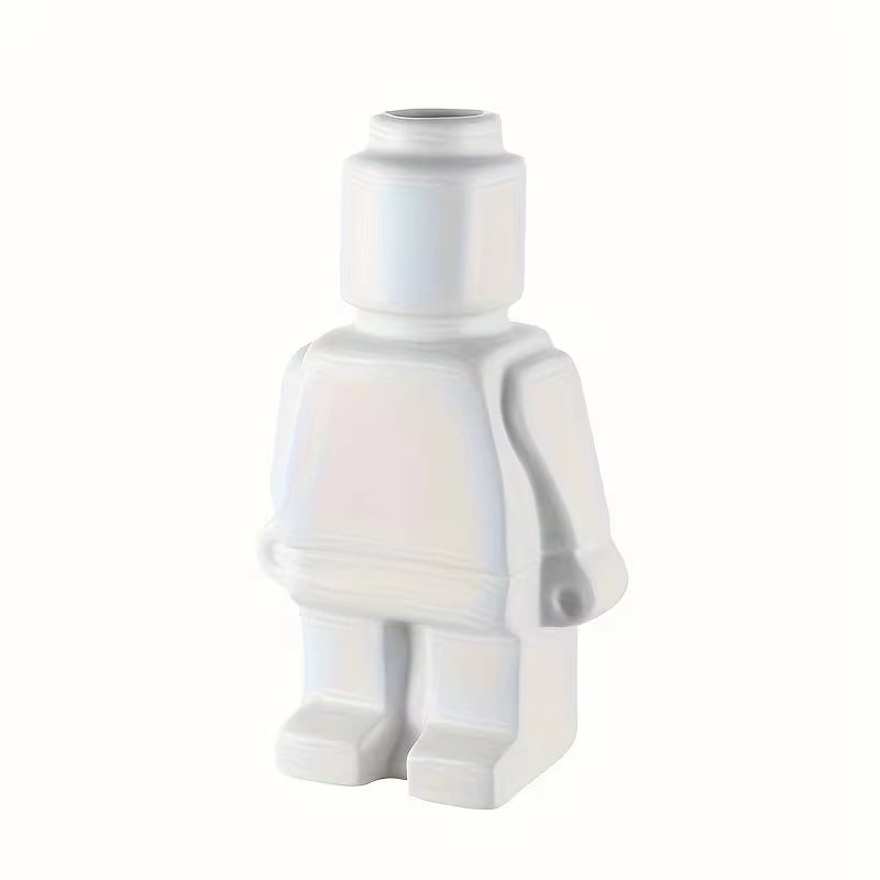 Nordic Style Ceramic Robot Vase Indoor Flower Pot Modern Home Interior Decoration White Goods Decoration Office Desk Decoration
