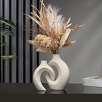 Hollow Nordic Modern Vase Set of 2 for Modern Home Decor,Plastic Imitation Ceramic Hollow Flower Vases for Living Room