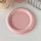 Ins Style round Food Plate Nordic Creative Delicate Thick-Edged Food Plate Breakfast Dessert Plate Steak Pasta Plate Tableware