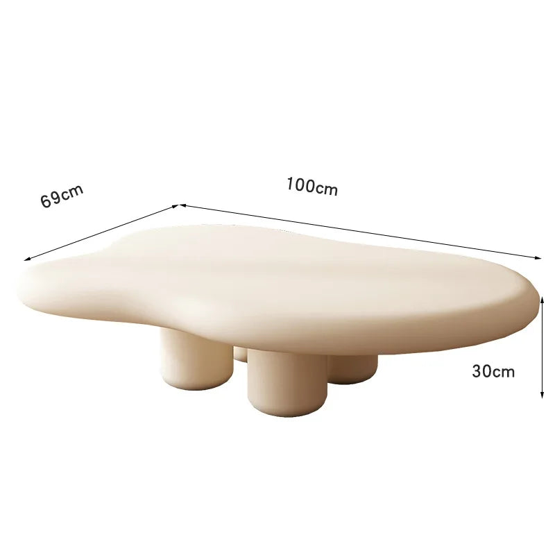 MOMO Nordic Cloud Tea Table Simple Modern Small Household Living Room Shaped Table Cream Wabi-Sabi Tea Table 100/120Cm