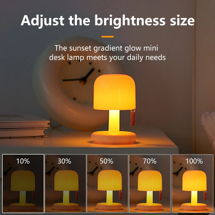 Rechargeable Mushroom Night Light Led Sunset Table Lamp USB Minimalist Desk Bedroom Bar Room Decoration Atmosphere Mood Light