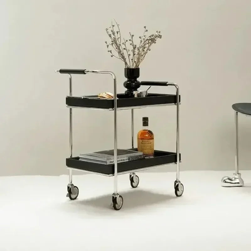 Retro Trolley Solid Wood Side Living Room Sofa Removable Coffee Table Storage Rack Dining Cart Bedside Solid Wood Coffee Tabless