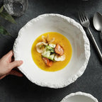 Simple White Ceramic Soup Bowl Kitchen Restaurant Special Tableware Creative Rock Texture Salad Bowl Noodles Bowls Dinner Plate