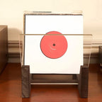 1PCS Vinyl Record Storage Holder Large Capacity Display Stand with Clear Acrylic Ends Modern Solid Wooden LP Album Deskop Rack