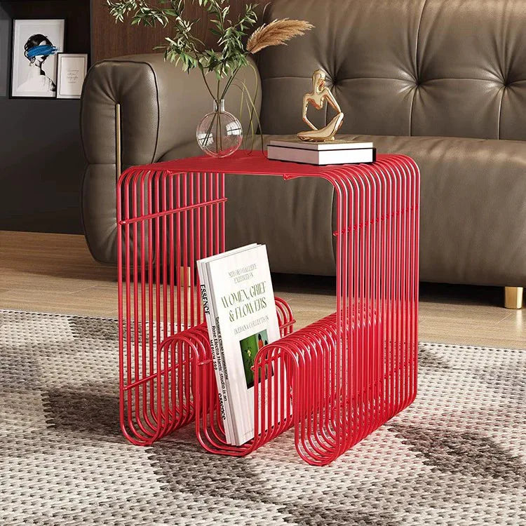 Nordic Metal Coffee Tables with Storage Modern Accent Tables for Sofa Creative Newspaper Display Rack Living Room Coffee Table