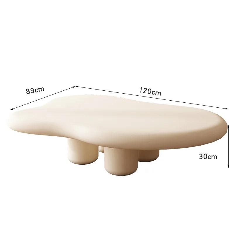 MOMO Nordic Cloud Tea Table Simple Modern Small Household Living Room Shaped Table Cream Wabi-Sabi Tea Table 100/120Cm