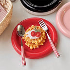 Ins Style round Food Plate Nordic Creative Delicate Thick-Edged Food Plate Breakfast Dessert Plate Steak Pasta Plate Tableware