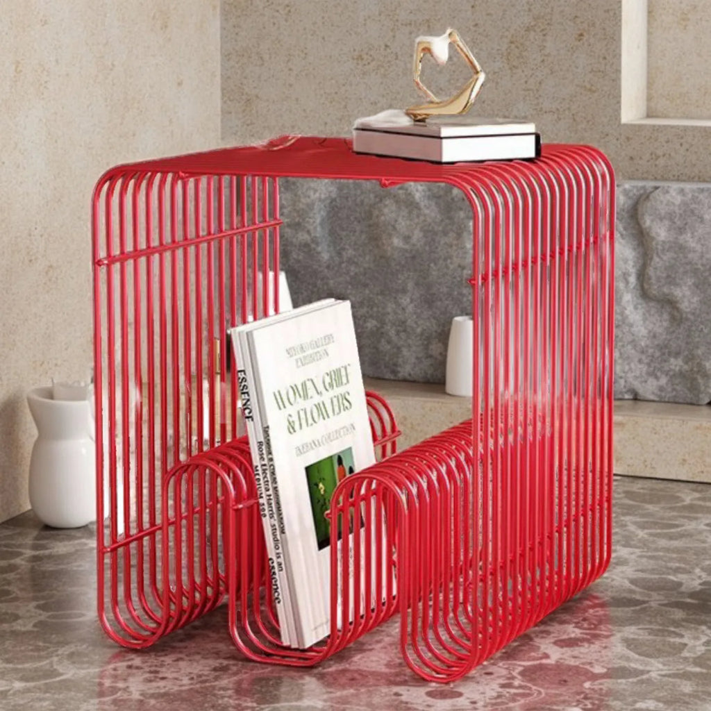 Nordic Metal Coffee Tables with Storage Modern Accent Tables for Sofa Creative Newspaper Display Rack Living Room Coffee Table