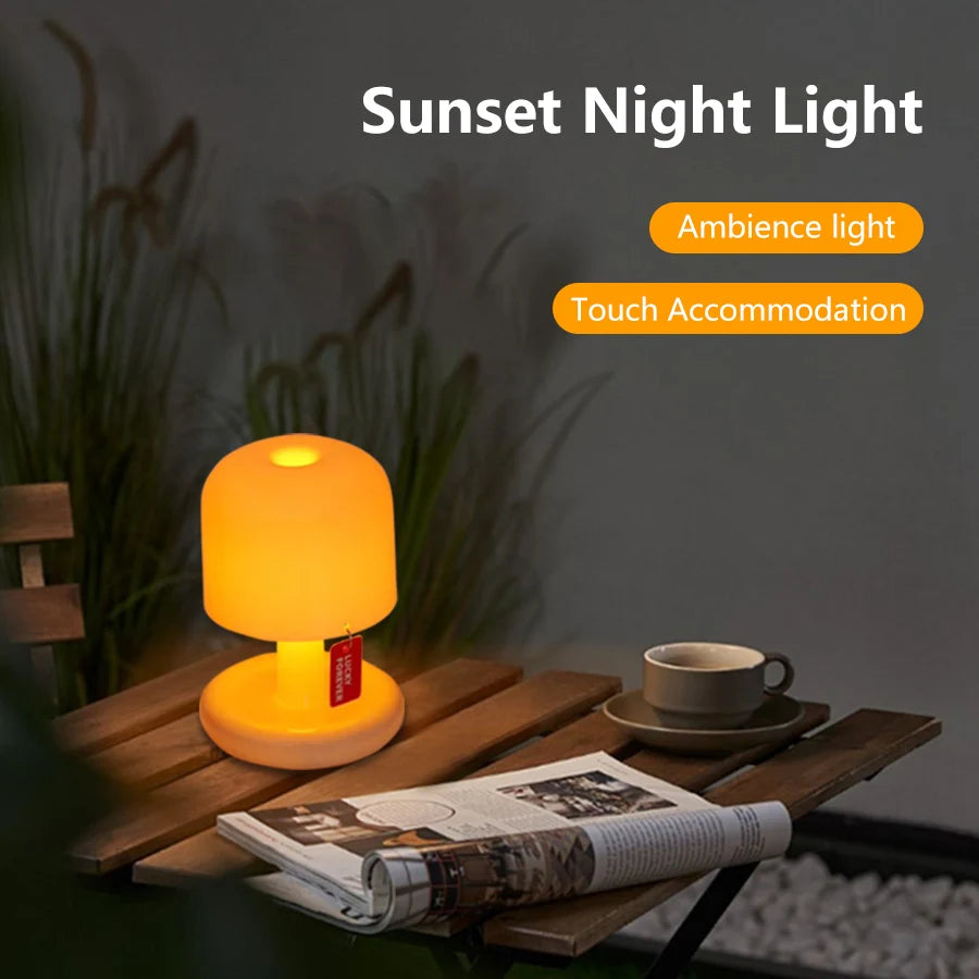 Rechargeable Mushroom Night Light Led Sunset Table Lamp USB Minimalist Desk Bedroom Bar Room Decoration Atmosphere Mood Light