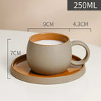 Retro Coarse Pottery Mug and Saucer Combination Japanese Coffee Cup Set Nordic Afternoon Tea Breakfast Cup Latte Coffee Mug