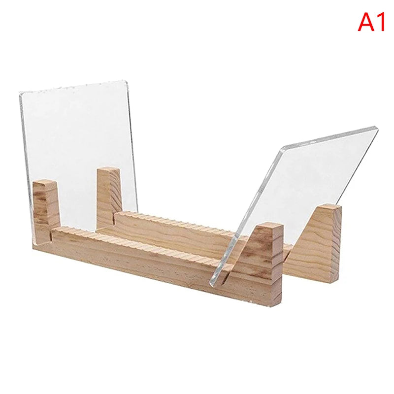 1PCS Vinyl Record Storage Holder Large Capacity Display Stand with Clear Acrylic Ends Modern Solid Wooden LP Album Deskop Rack