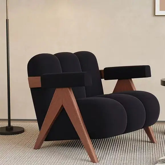 Living Room Chairs Nordic Wood Armchair Modern Single Leisure Back Armchair Fabric Relaxing Sofa Chair Furniture