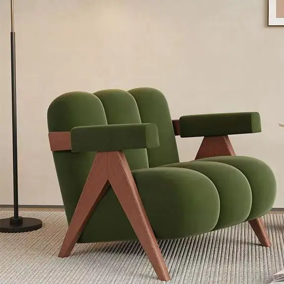 Living Room Chairs Nordic Wood Armchair Modern Single Leisure Back Armchair Fabric Relaxing Sofa Chair Furniture