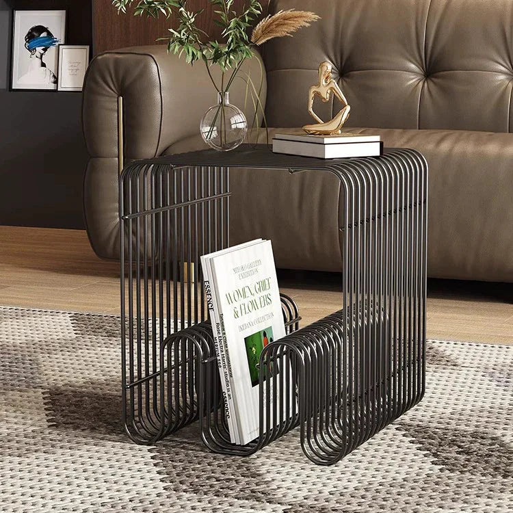 Nordic Metal Coffee Tables with Storage Modern Accent Tables for Sofa Creative Newspaper Display Rack Living Room Coffee Table
