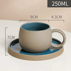 Retro Coarse Pottery Mug and Saucer Combination Japanese Coffee Cup Set Nordic Afternoon Tea Breakfast Cup Latte Coffee Mug