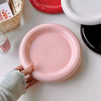 Ins Style round Food Plate Nordic Creative Delicate Thick-Edged Food Plate Breakfast Dessert Plate Steak Pasta Plate Tableware