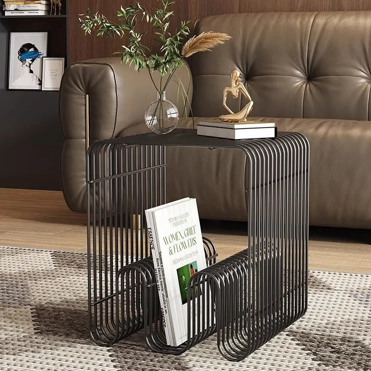 Nordic Metal Coffee Tables with Storage Modern Accent Tables for Sofa Creative Newspaper Display Rack Living Room Coffee Table