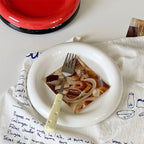 Ins Style round Food Plate Nordic Creative Delicate Thick-Edged Food Plate Breakfast Dessert Plate Steak Pasta Plate Tableware