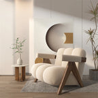 Living Room Chairs Nordic Wood Armchair Modern Single Leisure Back Armchair Fabric Relaxing Sofa Chair Furniture