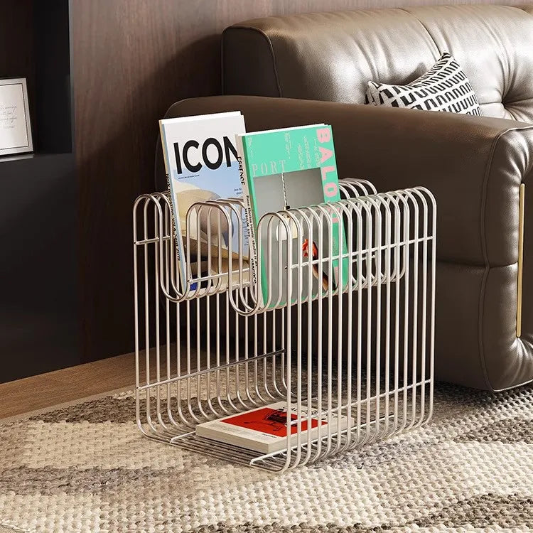 Nordic Metal Coffee Tables with Storage Modern Accent Tables for Sofa Creative Newspaper Display Rack Living Room Coffee Table