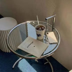 Adjustable C-Shape Glass Coffee Table Nordic Lift Design Stainless Steel Sofa Side End Table Living Room Furniture