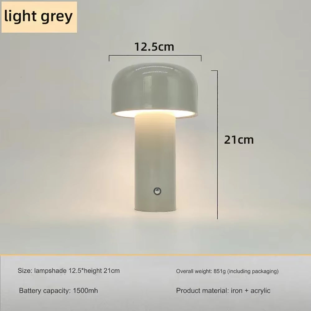 Italian Mushroom Table Lamp Portable Wireless Touch Rechargeable Night Lamp USB Desk Lamp Desktop Decoration Bedroom Night Light