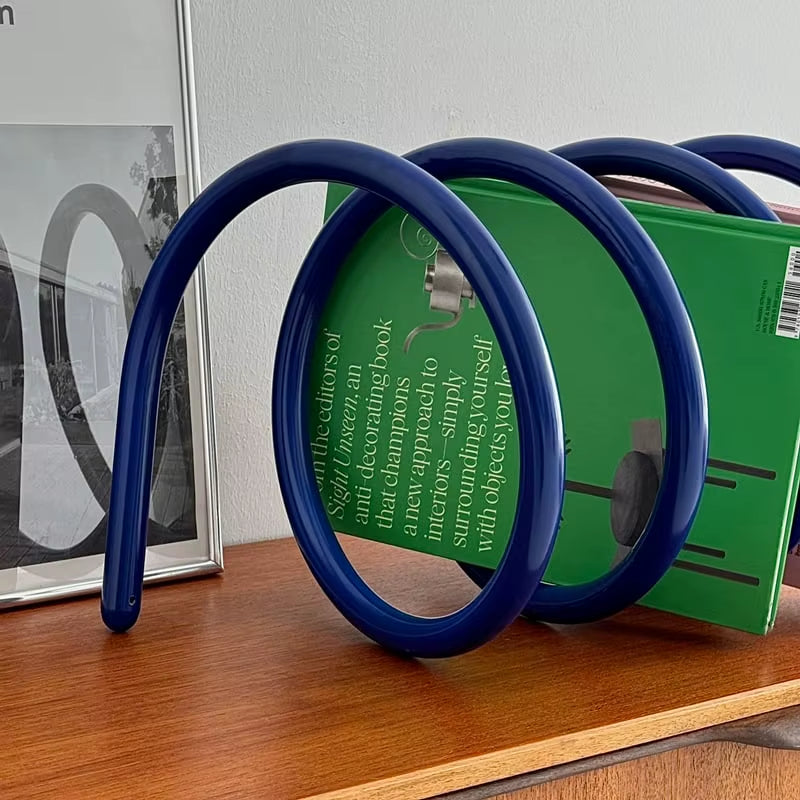 Creative Spring-Loaded Rotating Bookshelf INS Aesthetic Desktop Organizer Metal Office Book Holder Home Magazine Display Rack