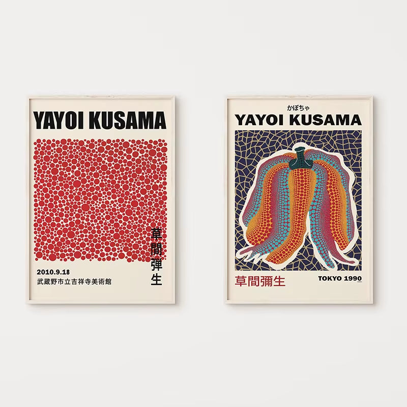 Abstract Yayoi Kusama Pumpkin Canvas Painting Japanese Artist Poster Prints Wall Art Pictures Living Room Home Decor Cuadros
