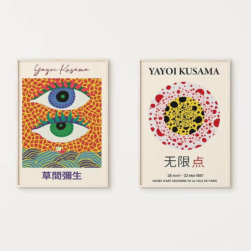 Abstract Yayoi Kusama Pumpkin Canvas Painting Japanese Artist Poster Prints Wall Art Pictures Living Room Home Decor Cuadros